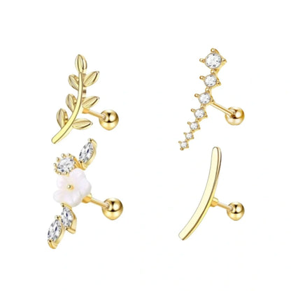1/4/6/8Pcs 16G Stainless Steel Screw Back Stud Earrings for Women,Cubic Zerconia Cartilage Conch Helix Ear Piercing Jewelry