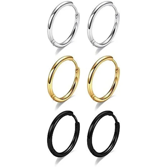 2/6pcs 316L Stainless Steel Huggie Hoop Earrings for Women Men,Cartilage Tragus Helix Daith Hypoallergenic Piercing Jewelry