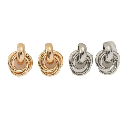 2Pcs Trendy Stainless Steel Gold Color Knot Hoop Earring For Women,Shiny Cute Tragus Cartilage Ear Stud Suitable Give Girlfriend