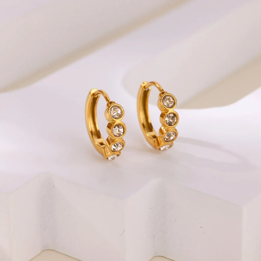 Free Shipping Zircon Hoop Stud Earrings For Women Stainless Steel Piercing Earring 2025 New Fashion Wedding Jewelry