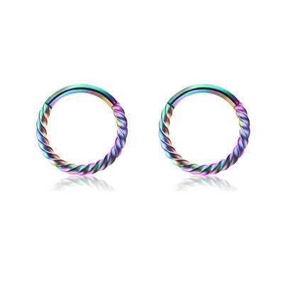 2pcs 316L Stainless Steel Twist Hinged Septum Nose Rings Hoops,Septum Clicker Cartilage Tragus Helix Ear Piercing jewelry