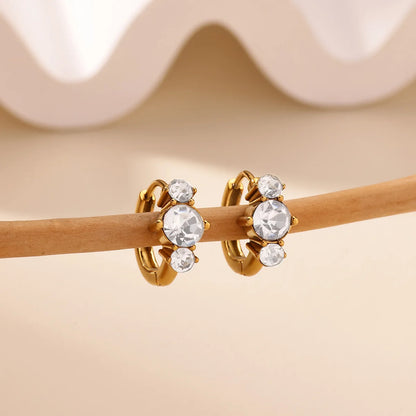 Free Shipping Vintage Zircon Hoop Earrings For Women Stainless Steel Piercing Earring 2025 New Fashion Wedding Jewelry