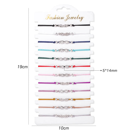 Wholesale 12Pcs/Set Colorful Natural Stone Bracelets Adjustable Rope Braided Bracelet Handmade Bohemia Bracelets with Cards