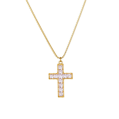 Free Shipping Vintage Cross Pendant Necklaces For Women Stainless Steel Chain Collar Necklace 2025 New Summer Beach Jewelry