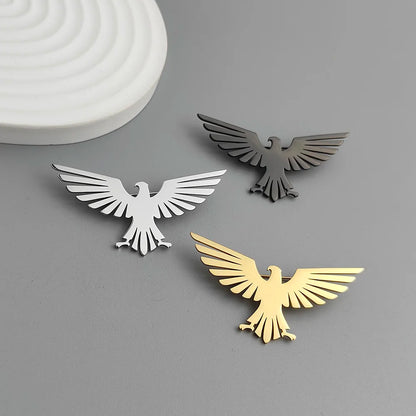 Fashion punk style hollow eagle stainless steel gold-plated 18K brooch, black suit accessories, wedding matching set