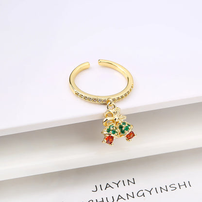 Sweet And Lovely Fruit Cherry Crystal Zirconia Opening Adjustable Ring Simple For Woman Girl Daily Party New Fashion Jewelry