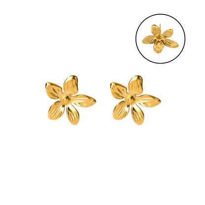 Free Shipping Vintage Flower Stud Earrings For Women Stainless Steel Piercing Earring 2025 New Fashion Wedding Jewelry