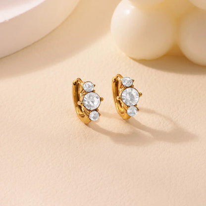 Free Shipping Vintage Zircon Hoop Earrings For Women Stainless Steel Piercing Earring 2025 New Fashion Wedding Jewelry