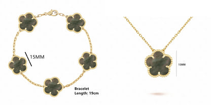 Simple 15mm Natural Shell Stone Five-Leaf Flower Set Bracelet Necklace Classic Flower Woman Jewelry Sets For Party Daily Wear