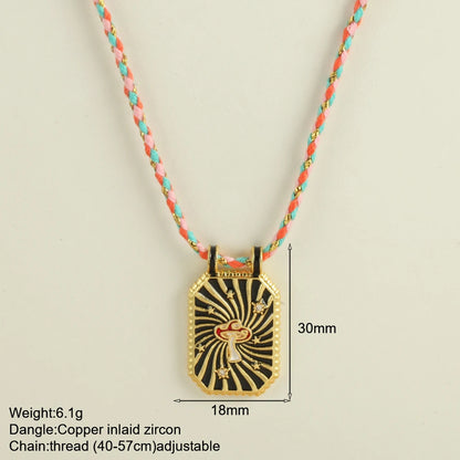 Bohemian POP Art Heart Necklace For Women Gothic Evil Blue Eye Collars Handwoven Wool Chain Choker Tarot Card Summer Jewelry