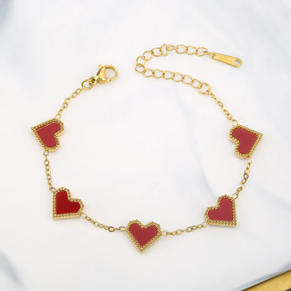 3Pcs 18k Gold-Plated Heart Shape Necklace Earrings Bracelet Jewelry Set Classic For Woman Fashion Party Jewelry Gift Daily Wear