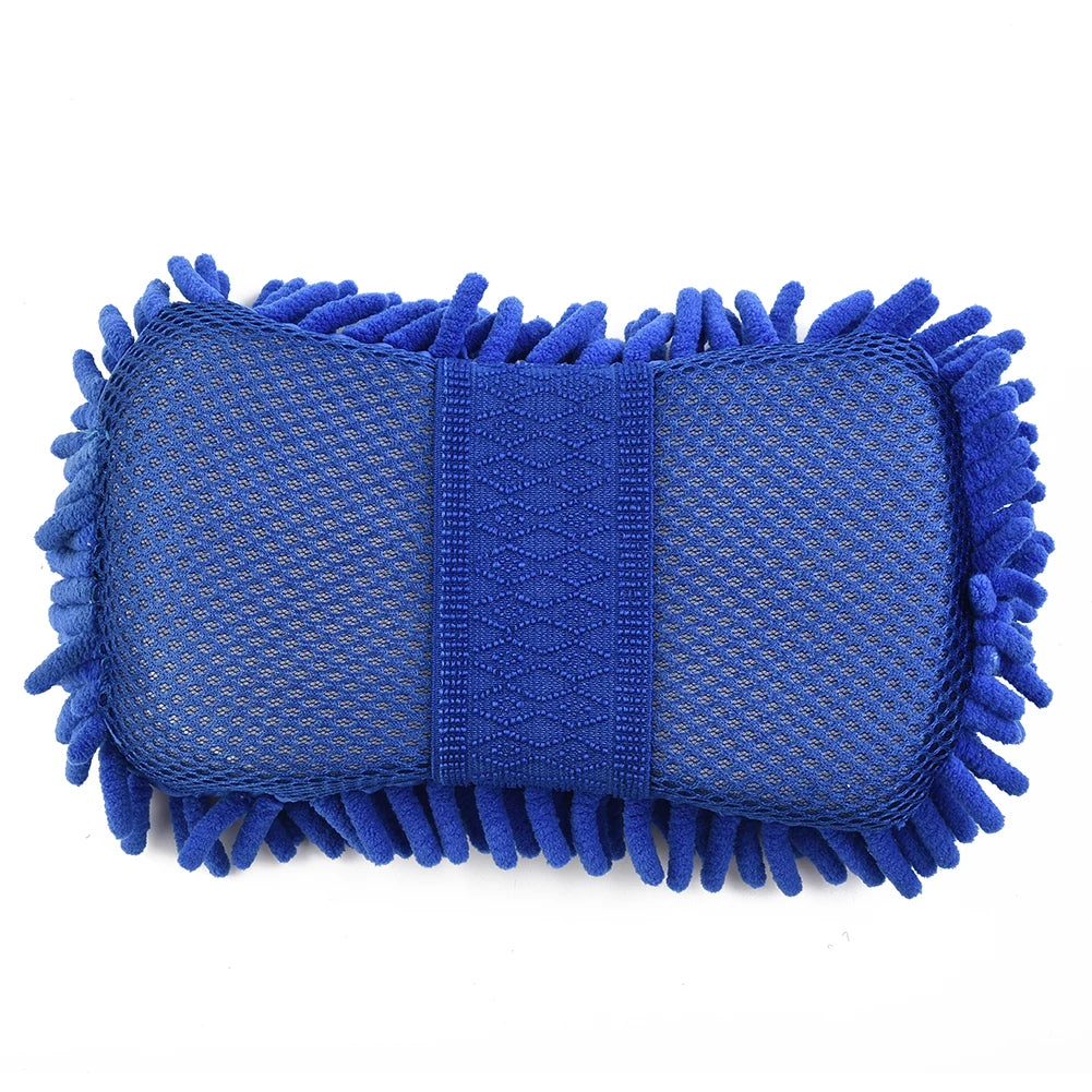 1 Pc Blue Microfiber Chenille Car Wash Sponge Care Washing Brush Pad Cleaning Tool Auto Washing Towel Gloves Styling Accessories