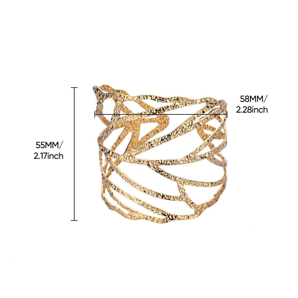 Free Shipping Hollow Punk Leaves Bracelet Bangle For Women Stainless Steel Fashion Trendy Waterproof Open Bracelet Party Jewelry