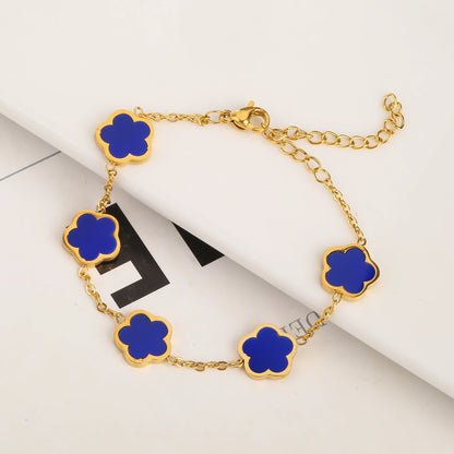 Hot Selling Stainless Steel Single Sided Pendant Necklace With Five Leaf Flower High-Quality Jewelry For Women's Clover