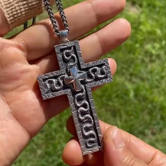 Game Cross Necklace with Secret Compartment Antique Cross Pendant Wear Resist Ten-Shaped Pendant Necklaces Fashion Accessory
