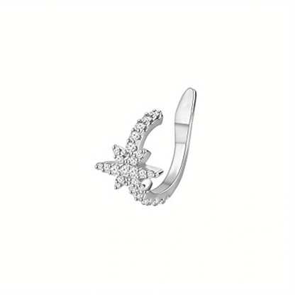 1Pc Hypoallergenic Huggie Earring Cuff for Women Men, Sparkling Cubic Zerconia Fake Carilage Clip On Ear No Piercing Jewelry