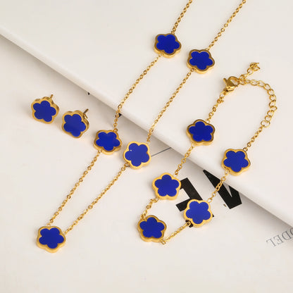 Hot Selling Stainless Steel Single Sided Pendant Necklace With Five Leaf Flower High-Quality Jewelry For Women's Clover