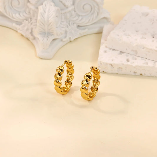 Free Shipping Vintage Heart Hoop Earrings For Women Stainless Steel Piercing Earring 2025 New Fashion Wedding Jewelry