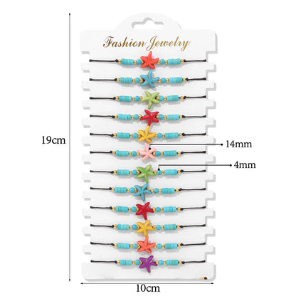 Wholesale 12Pcs/Set Colorful Natural Stone Bracelets Adjustable Rope Braided Bracelet Handmade Bohemia Bracelets with Cards