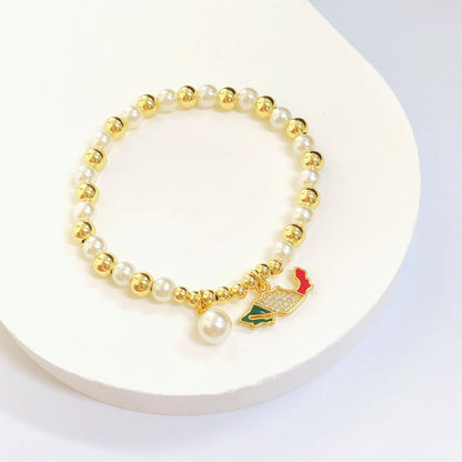 New Fashion Venezuelan Mexican Dominican Map Pendant Woven Pearl Chain Bracelet for Men Women Party Jewelry National Day Gift